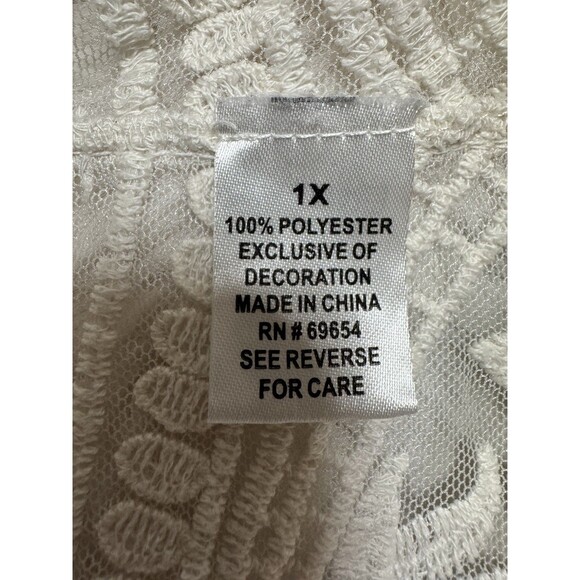 Dizzy Gal Lace Kimono Duster Cover Up Top Long Line Size 1X Ivory Festival Girly - Picture 6 of 7